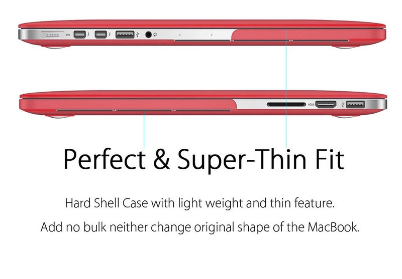 UESWILL 3 in 1 Matte Hard Case Compatible with MacBook Pro (Retina, 13 inch, Late 2012/2013/2014/Early 2015), Model A1425 / A1502, NO CD-ROM + Keyboard Cover and Screen Protector, Red - Image 5